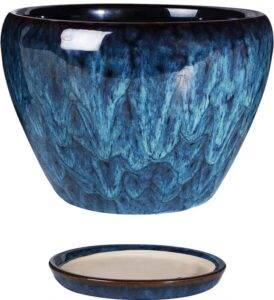 Ceramicfor Store Ceramic Modern Glaze Succulent Planter Pot with Drainage Hole and Saucer