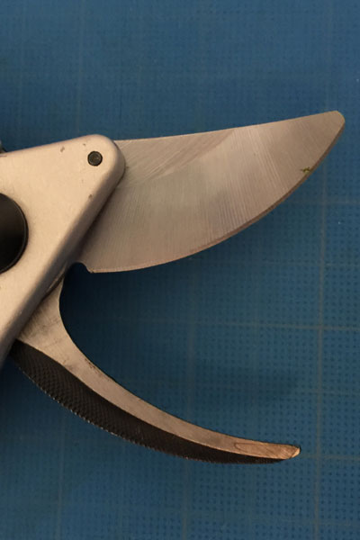 cutting and counter blades on pruning shears