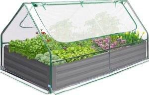 Quictent Galvanized Raised Garden Bed with Cover