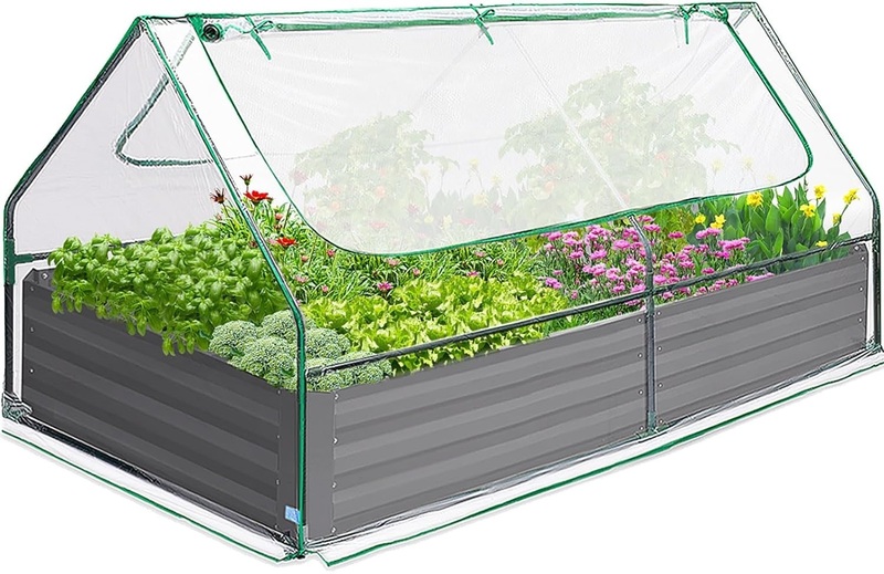 Quictent Galvanized Raised Garden Bed with Cover 