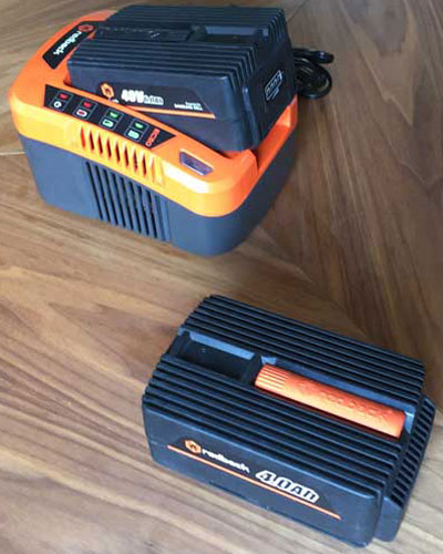 Redback 40V Lithium Ion Cordless String Trimmer Batteries and Charger