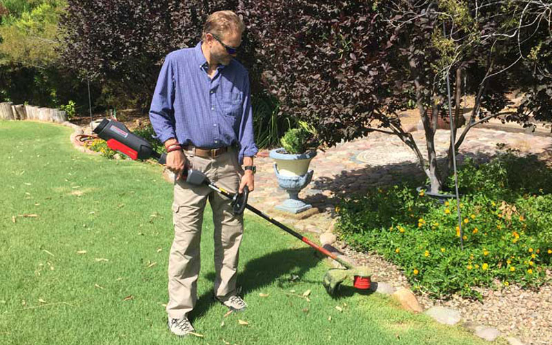 Troy-Bilt Cordless String Trimmer TB4200 in Use