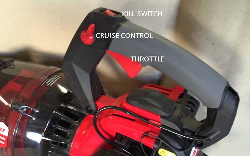 Throttle and cruise control on Troy-Bilt JET blower