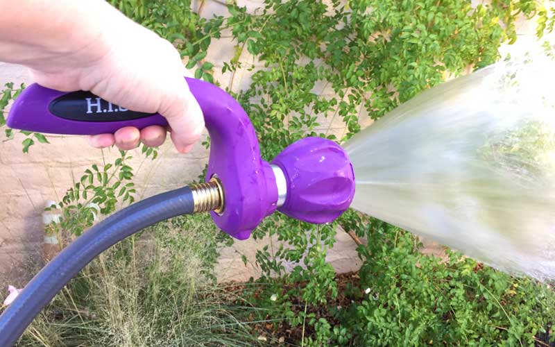 The handle makes it easy to hold the nozzle (and your hand doesn't get cold from the water in the hose)
