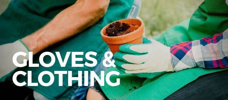 gardening gloves holding a pot