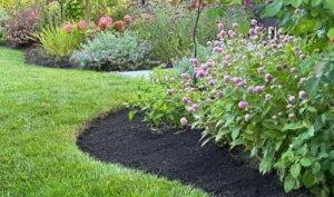 flower beds with fresh mulch