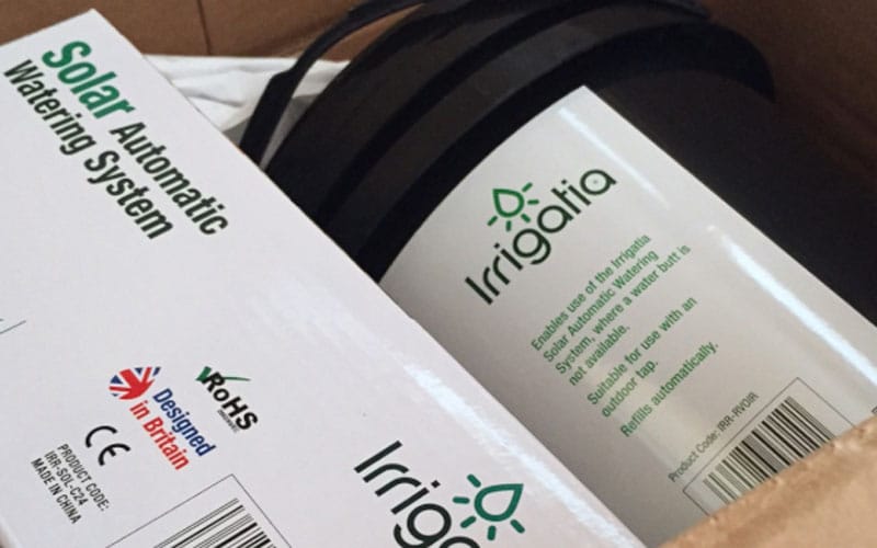 irrigatia solar automatic watering system packaging